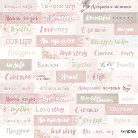 Лист односторонней бумаги, Надписи Рус, Beautiful Moments, 20х20см, Scrapmir