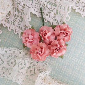 Набір декоративних трояндочок персикового кольору, 5 шт, 25 мм
