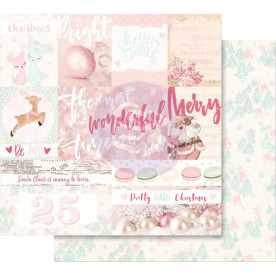 Скрапбумага Pretty Little Christmas - Santa Baby с фольг. 30х30 Prima