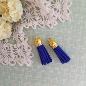 Китиця декоративна, синій + золотий, 35 мм