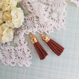 Китиця декоративна, коричневий + золотий, 35 мм