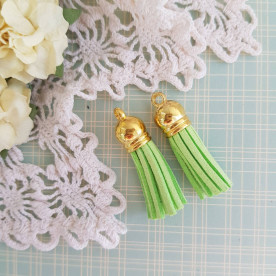 Китиця декоративна, салатовий + золотий, 35 мм