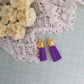 Китиця декоративна, фіолетовий + золотий, 35 мм