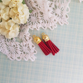 Китиця декоративна, бордовий + золотий, 35 мм