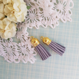 Кисточка декоративная, серый + золотой, 35 мм