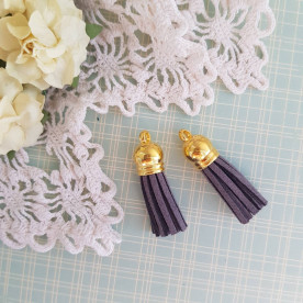 Кисточка декоративная, темно-серый + золотой, 35 мм