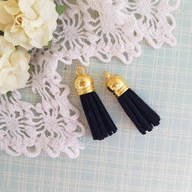 Кисточка декоративная, черный + золотой, 35 мм