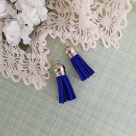 Китиця декоративна, синій + срібло, 35 мм