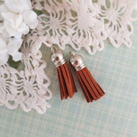 Китиця декоративна, коричневий + срібло, 35 мм