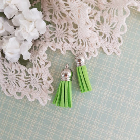 Кисточка декоративная, салатовый + серебро, 35 мм