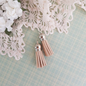 Китиця декоративна, бежевий + срібло, 35 мм