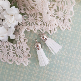 Китиця декоративна, білий + срібло, 35 мм