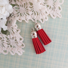 Китиця декоративна, бордовий + срібло, 35 мм