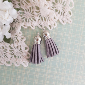 Китиця декоративна, сірий + срібло, 35 мм