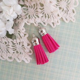 Китиця декоративна, малиновий + срібло, 35 мм