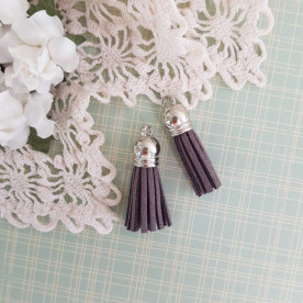 Китиця декоративна, темно-сірий + срібло, 35 мм