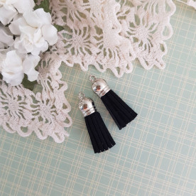 Кисточка декоративная, черный + серебро, 35 мм