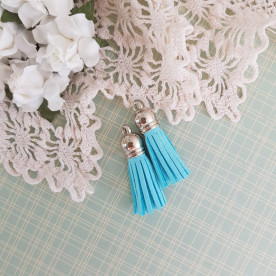 Китиця декоративна, блакитний + срібло, 35 мм