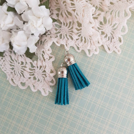 Китиця декоративна, морської хвилі + срібло, 35 мм