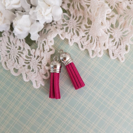 Китиця декоративна, маджента + срібло, 35 мм