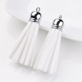 Китиця декоративна, білий + срібло, 55-65 мм