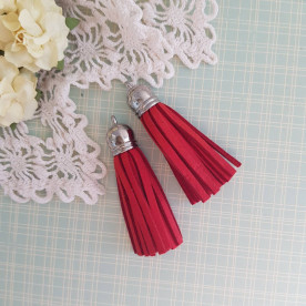 Кисточка декоративная, красный + серебро, 55-65 мм