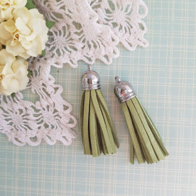 Китиця декоративна, зелений + срібло, 55-65 мм