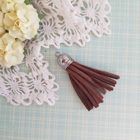 Кисточка декоративная, коричневый + серебро, 55-65 мм