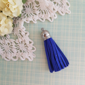 Китиця декоративна, синій + срібло, 55-65 мм