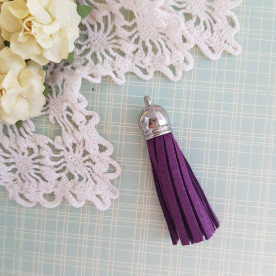 Китиця декоративна, фіолетовий + срібло, 55-65 мм