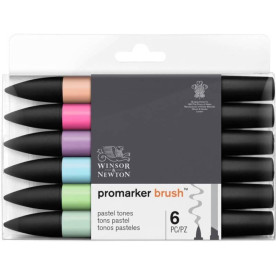Набір двосторонніх маркерів, Brushmarker, Пастельні тони, 6 шт, W&N