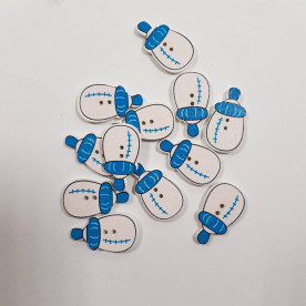 Деревянная пуговица Бутылочка, синий, 28 мм