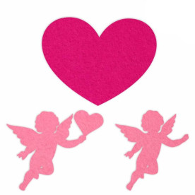 Набір фетрових заготовок Купідони з серцем, 10х7,7см – 2шт, 8,5х7см – 2шт, 6,5х7см – 2шт, Rosa Talent