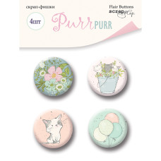 Набор скрап-фишек для скрапбукинга 4шт Purr Purr Scrapmir