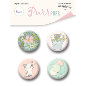 Набір скрап-фішок для скрапбукінгу 4шт Purr Purr Scrapmir