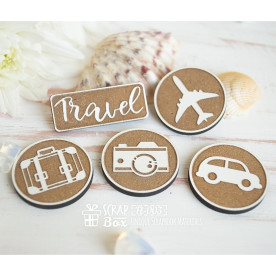 Hабор деревянных фишек Travel Fl-003 5 шт, 30 мм ScrapBox