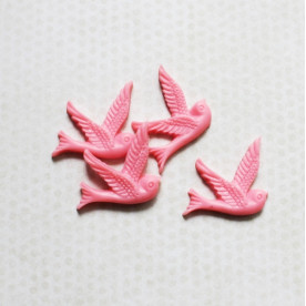 Кабошон Птичка 26х28 мм, розовый, 1 шт.