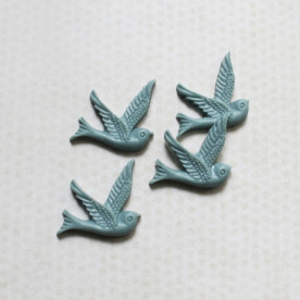 Кабошон Пташка 26х28 мм, світло-сірий, 1 шт.