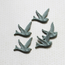 Кабошон Птичка 26х28 мм, темно-серый, 1 шт.