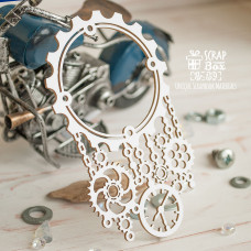 Чіпборд кругла рамочка з шестернями і годинами 71х117 мм Hr-159 Scrapbox