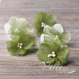 Декоративні тканинні квіти Незабудки 4,5 см 5 шт зеленого кольору
