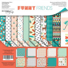 Набір двостороннього паперу 30х30см Funny Friends 11шт, Scrapmir