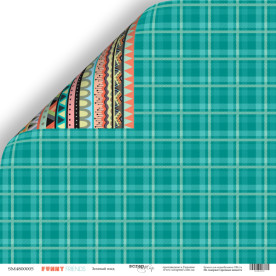 Аркуш двостороннього паперу 30x30 Зелений плед Funny Friends, Scrapmir