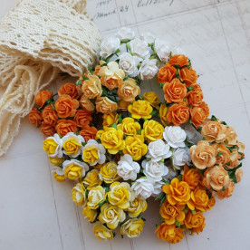 Набор розочек в оранжевых тонах 15 мм, 10 шт