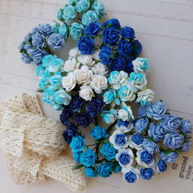 Набір трояндочок в синіх тонах, 15 мм, 10 шт