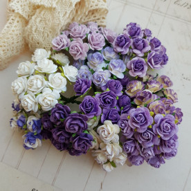 Набор розочек в разных тонах фиолетового цвета 15 мм, 10 шт