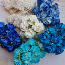 Набір трояндочок в синіх тонах 30 мм, 5 шт