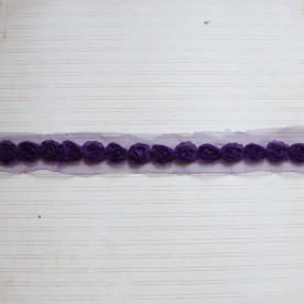 Стрічка з квітами, ширина квітки 2 см, довжина 30 см, фіолетовий