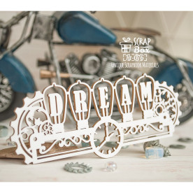 Чипборд, Надпись в стиле стимпанк Dream, 117x47мм, Scrapbox