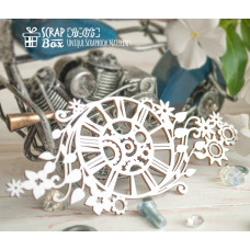 Чіпборд годинник з шестернями і рослинним мотивами ,, 57 x 125 мм, Ht-075, Scrapbox